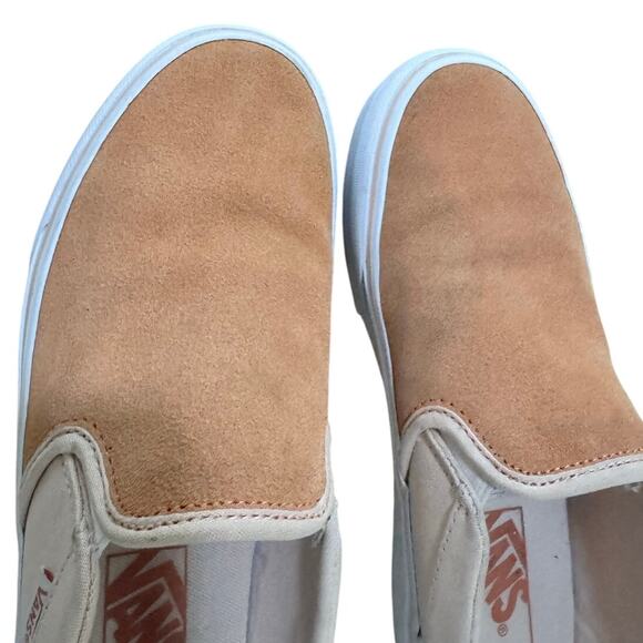 Vans Classic Slip-On Peach Suede Canvas Shoes Women’s Size 7.5 Casual Platform - Picture 4 of 9